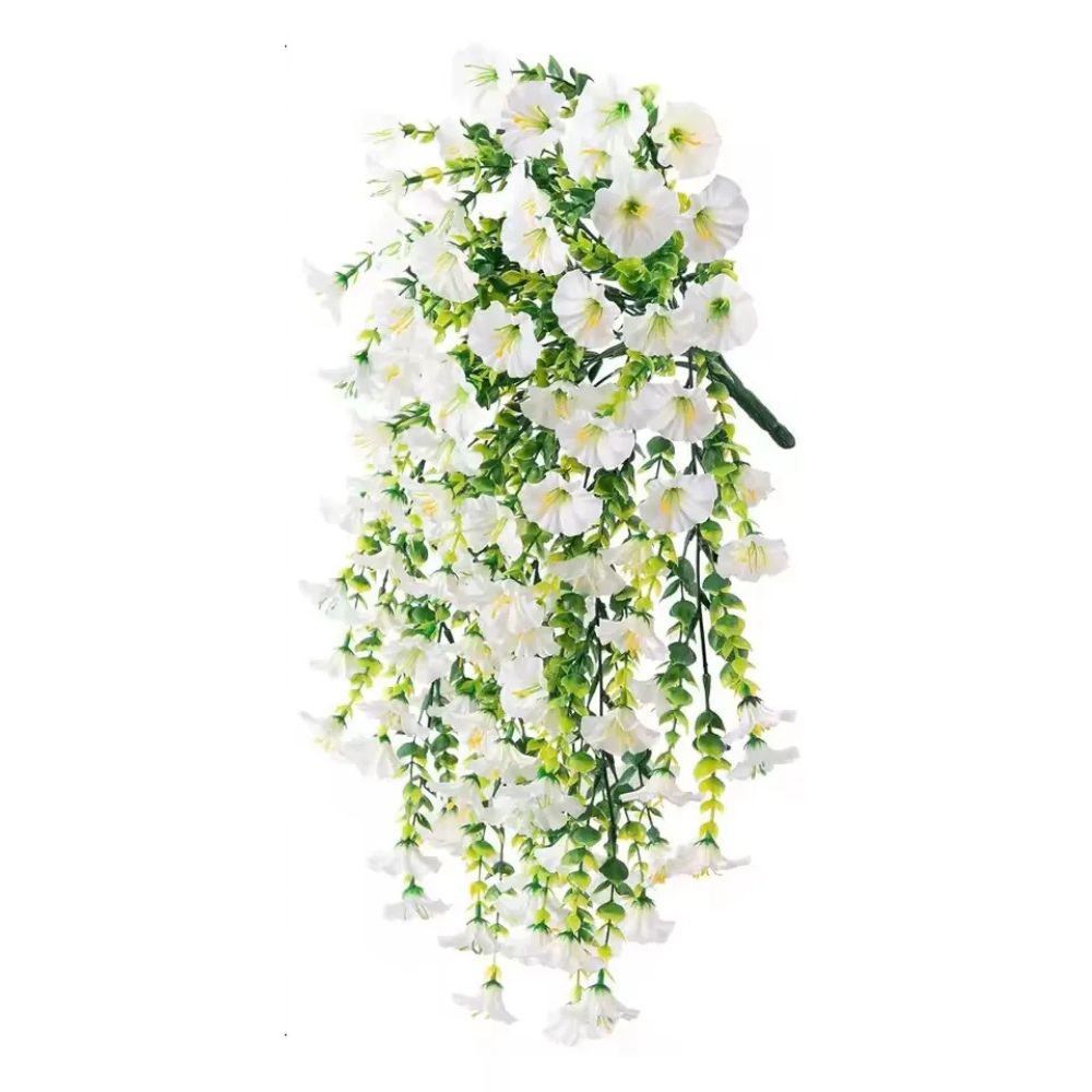 Belro UV resistant artificial morning glory flower hanging decor for home and garden, showcasing vibrant, realistic blossoms.