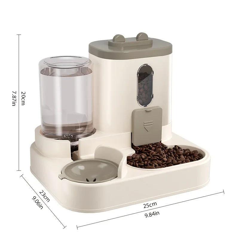 Belro 2-in-1 dog and cat feeder with water dispenser, featuring a spacious bowl and water reservoir for pets.