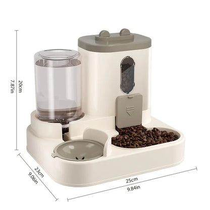 Belro 2-in-1 dog and cat feeder with water dispenser, featuring a spacious bowl and water reservoir for pets.