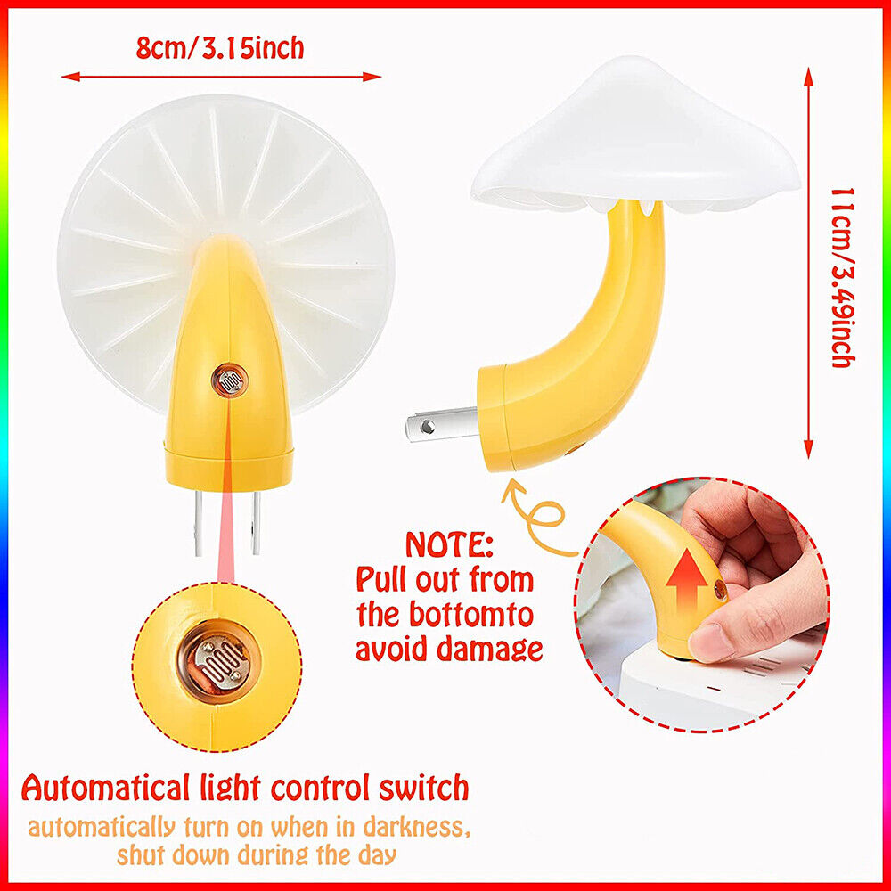 Belro Mushroom Night Light showing a soft, glowing mushroom-shaped LED light on a nightstand in a cozy room.