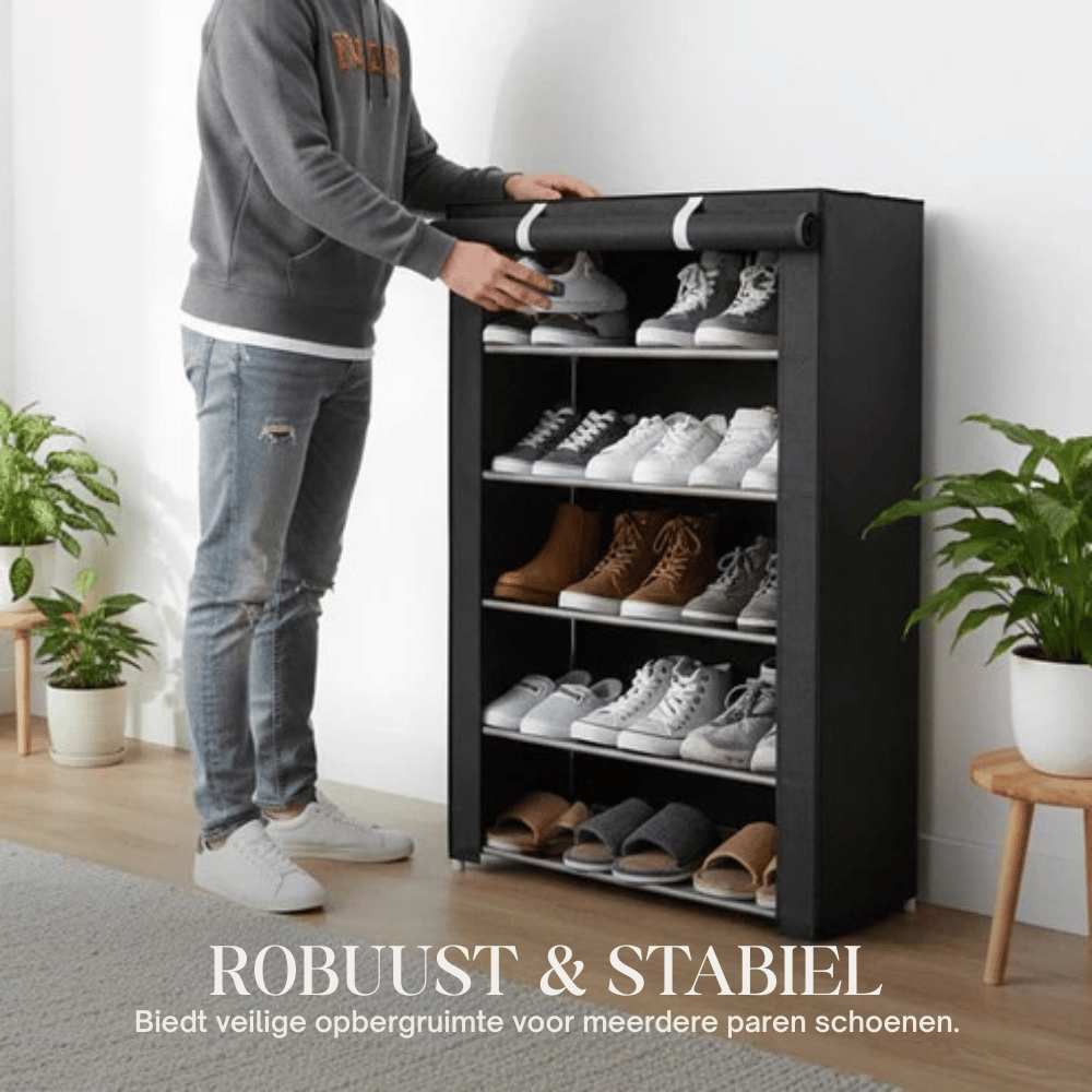 Mivoza fabric shoe rack with steel frame, 6 or 8 tiers, space-saving freestanding shoe storage organizer.
