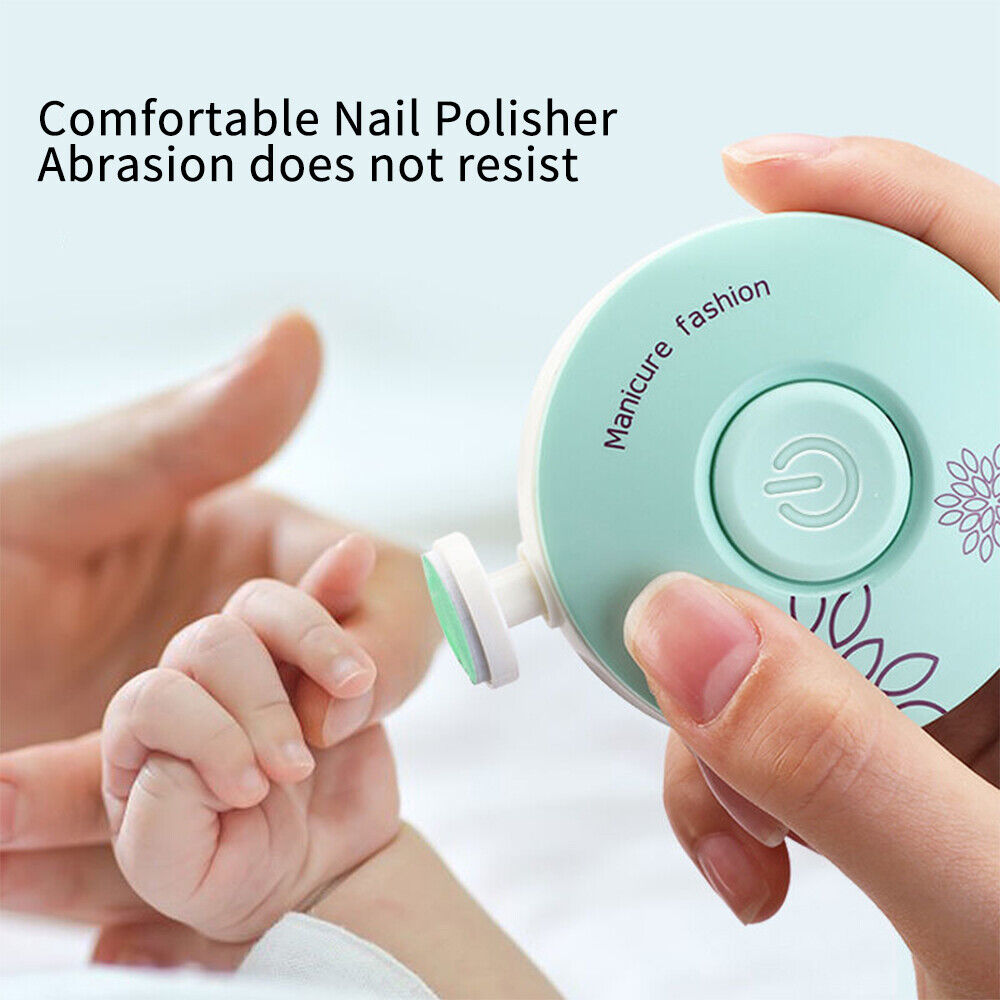 Belro Baby Nail Trimmer with six grinding heads, compact device for safe, gentle nail grooming for infants and kids.