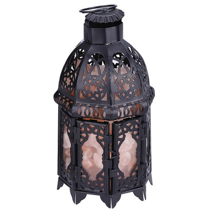 Vintage iron salt rock tabletop lamp by Belro, outdoor home and garden decor with rustic design and warm lighting.