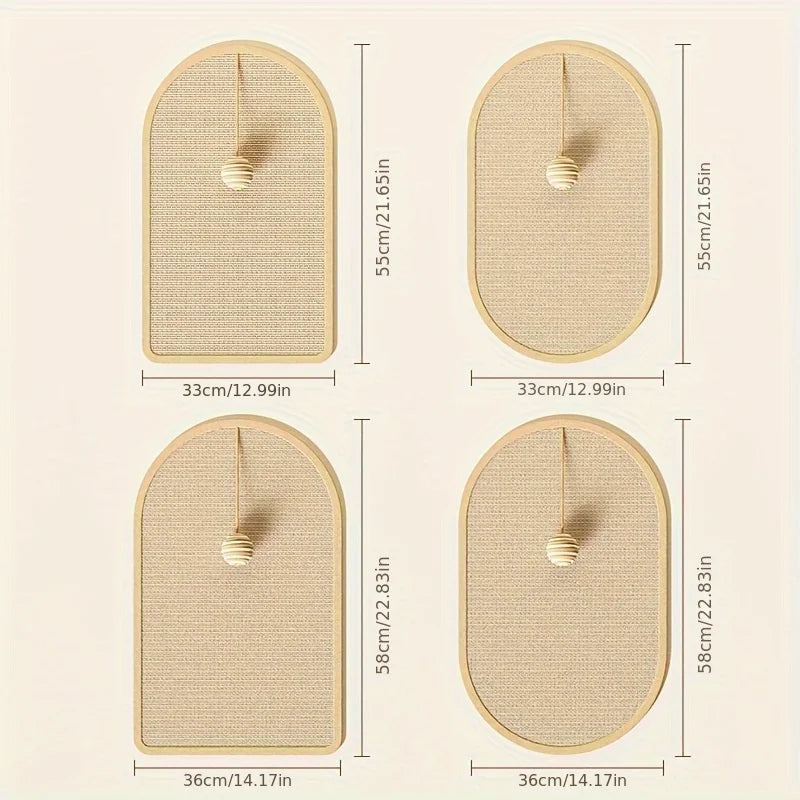 Belro Sisal 3-in-1 wall-mounted cat scratch pad with multiple scratching surfaces and a cozy hideaway for cats.