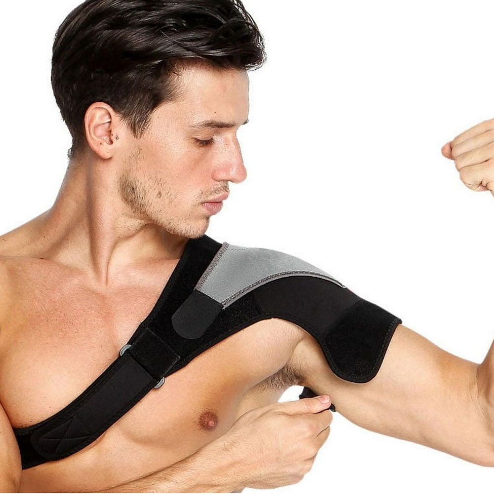 Belro shoulder brace for pain relief, featuring adjustable straps and supportive design for shoulder injury and discomfort.