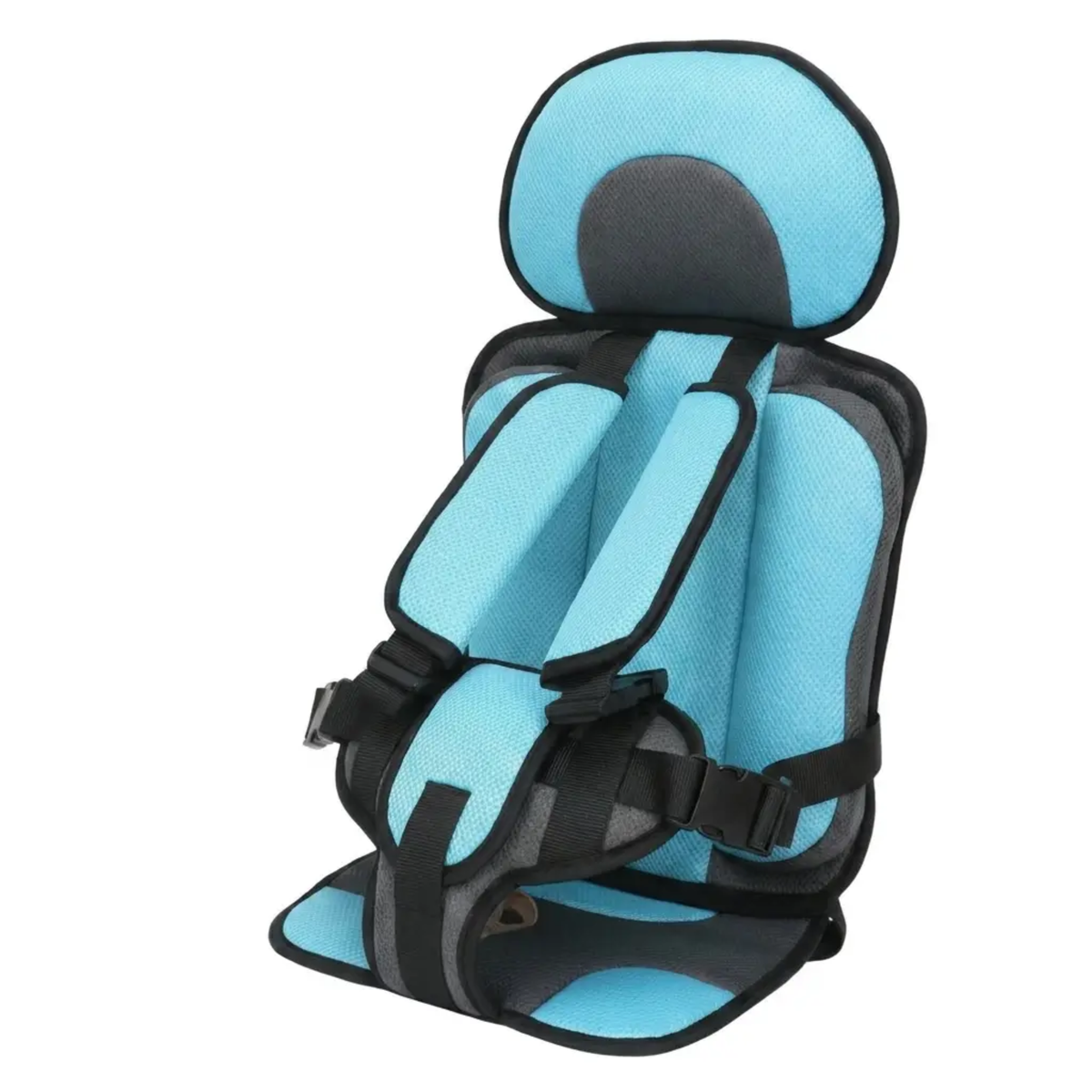 Foldable BowLift portable child car booster seat with compact design and safety features, suitable for travel.