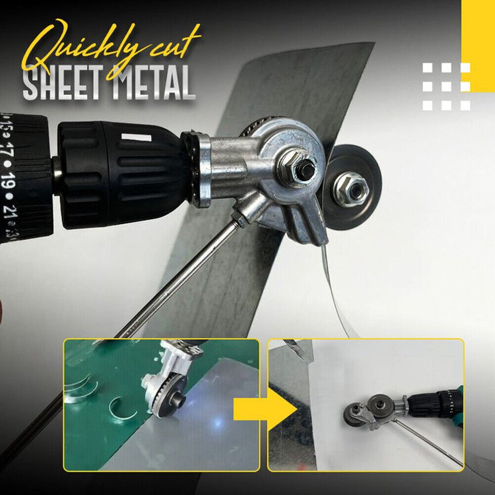 Belro electric drill plate cutter in use, showcasing its compact design and cutting blade for tools and hardware projects.