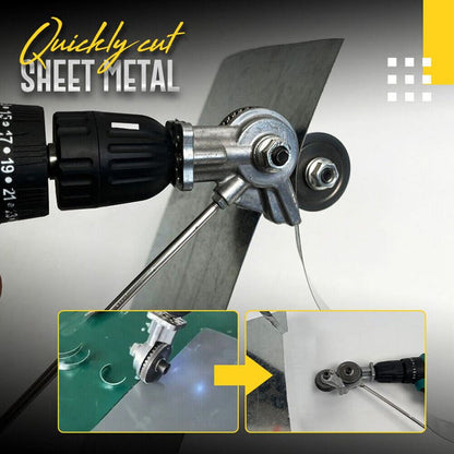 Belro electric drill plate cutter in use, showcasing its compact design and cutting blade for tools and hardware projects.