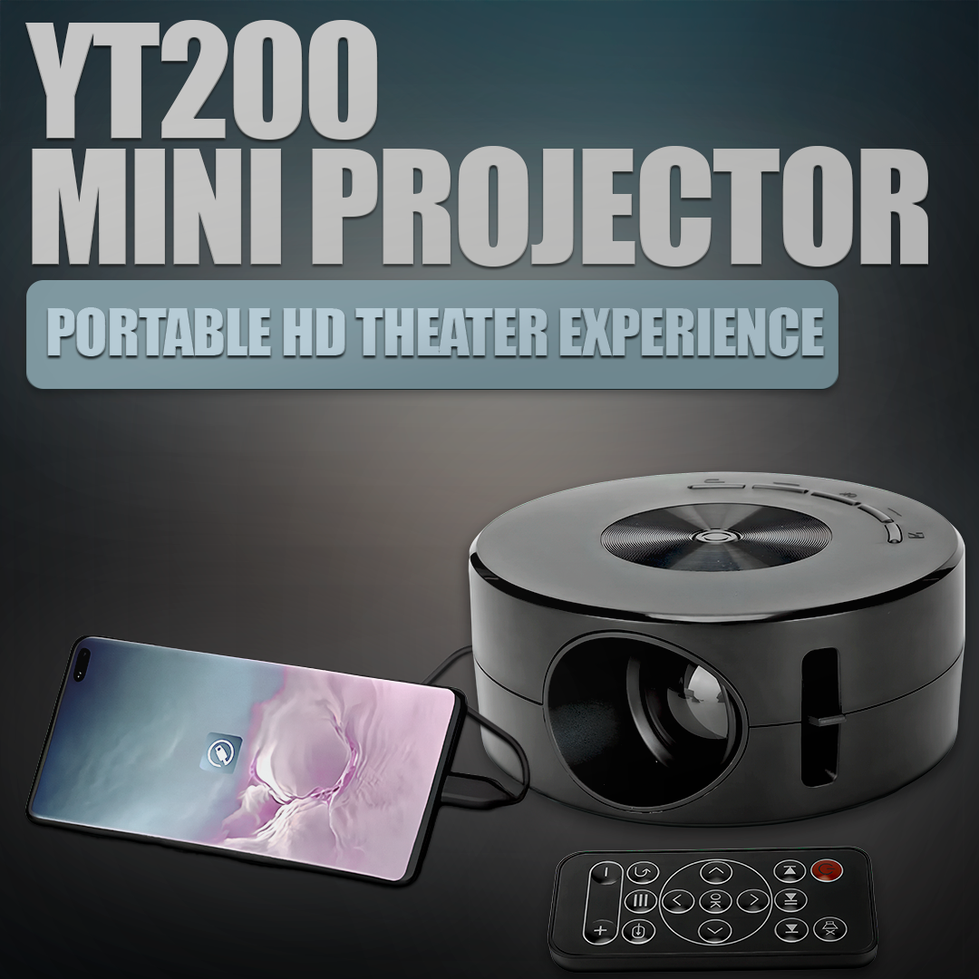 Belro Mini Portable Projector displaying a bright Ultra HD image on a wall, compact size ideal for on-the-go entertainment.