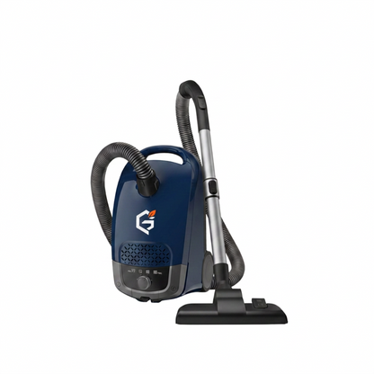 Redesigned GETDECO CleanGuard S1 bagged cylinder vacuum cleaner shown from side view, highlighting its sleek red exterior.