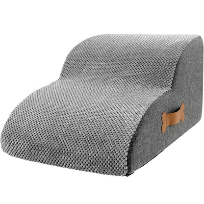 Belro two-step dog stairs for bed, lightweight pet stairs with non-slip surface, ideal for small to medium dogs reaching higher beds.