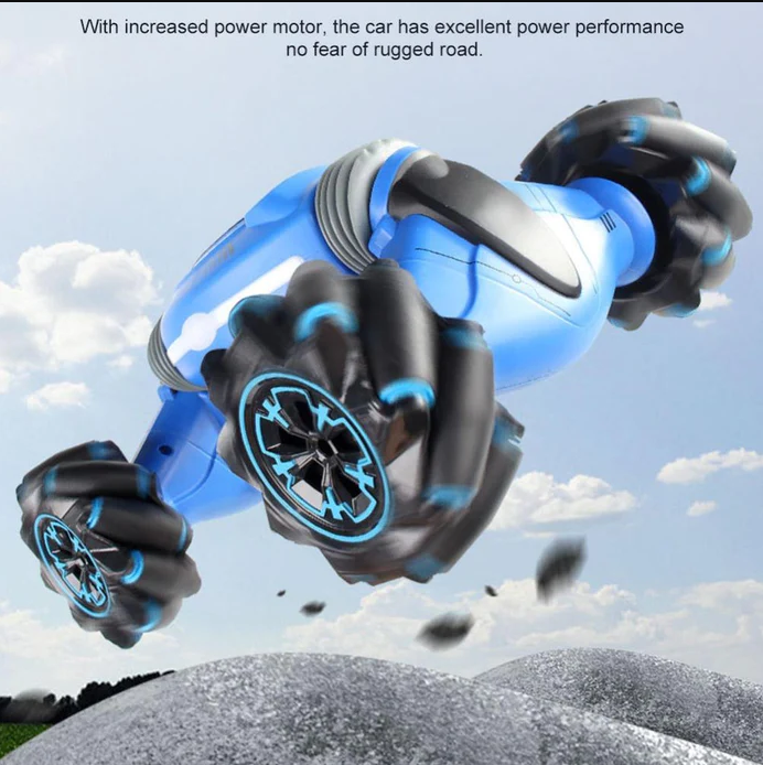 Belro Gesture Controlled Stunt Car performing a 360-degree rotation, showcasing its toy car features and dynamic stunt capabilities.