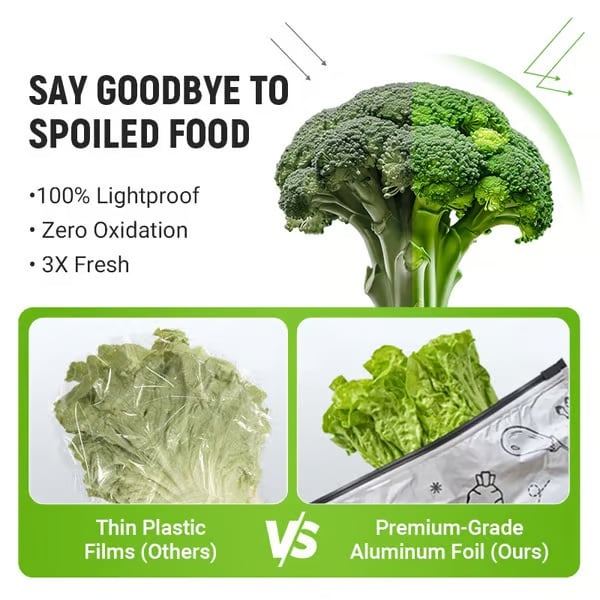 Reusable aluminum foil food storage bags by Mivoza, showing airtight, eco-friendly design with multiple bags for kitchen food storage.