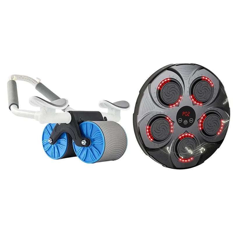 Wall mounted Belro music boxing machine for men, showcasing its sleek design and compact setup for home fitness.