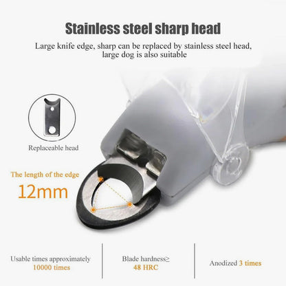 Mivoza pet nail clipper with LED light and replaceable stainless steel blade, designed for safe and precise pet grooming.