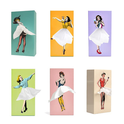 Belro Flying Skirt Tissue Box designed as a men's clothing accessory with a stylish flying skirt motif.