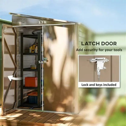 Casavibeo garden shed with double doors and window, made of durable wood for outdoor storage and gardening tools.