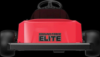 Casavibeo Razor Ground Force Elite electric go-kart with black and red design, featuring sporty tires and a sturdy frame.