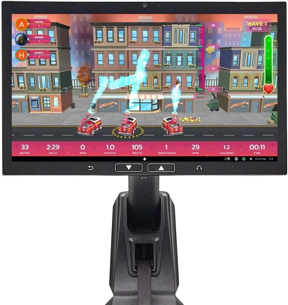 Casavibeo Aviron Strong Series Rower with 22-inch HD touchscreen, dual air and magnetic resistance, compact design, and game-based workouts.