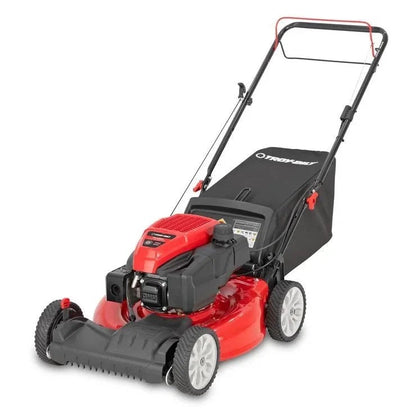Casavibeo Troy-Bilt TB200C self-propelled lawn mower with black and green design, featuring a durable cutting deck and adjustable handle.