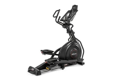 Casavibeo Sole E35 elliptical trainer with digital display and adjustable resistance, shown in a home gym setting.