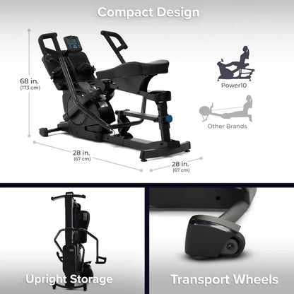 Casavibeo Teeter Power10 elliptical rower showing the front view with digital display and adjustable handles for full-body workout.
