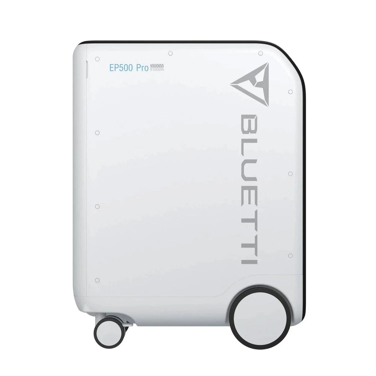 Casavibeo BLUETTI EP500Pro solar power station with 5100Wh capacity, 6000W output, and 2400W solar input in a sleek design.