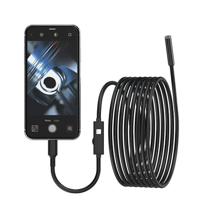 GETDECO 3-in-1 1920P HD industrial inspection camera with waterproof IP67, 8mm lens, LED lights, flexible cable for iPhone and Android