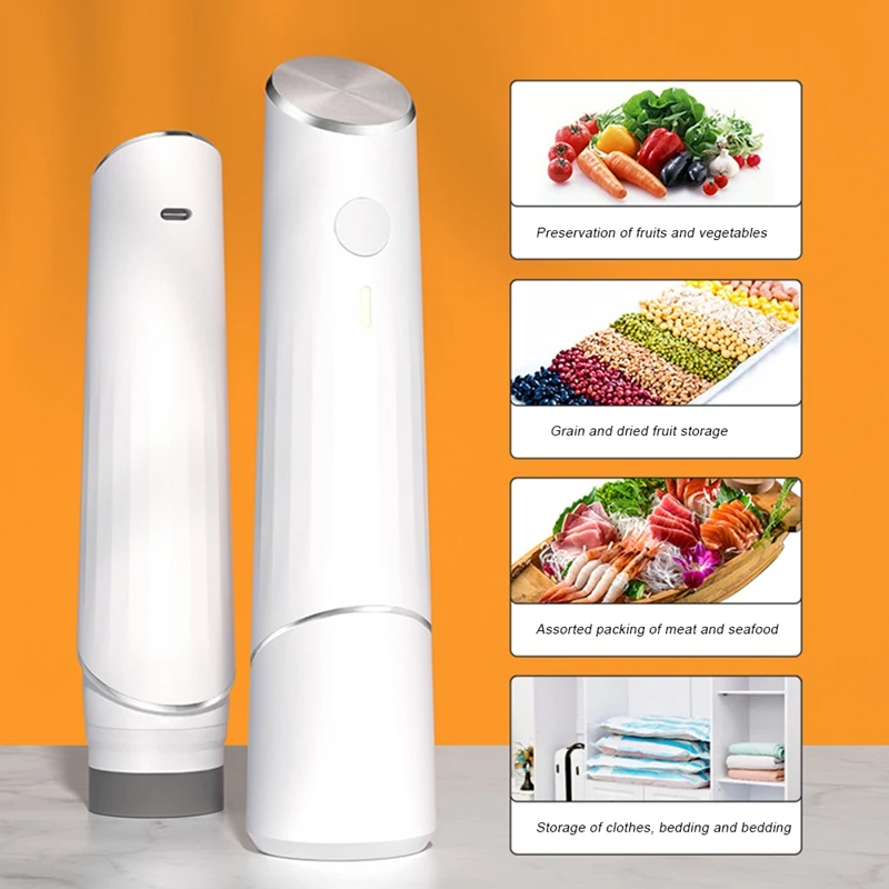 Belro compact vacuum sealer with handheld rechargeable vacuum pump for sealing bags and preserving household freshness.