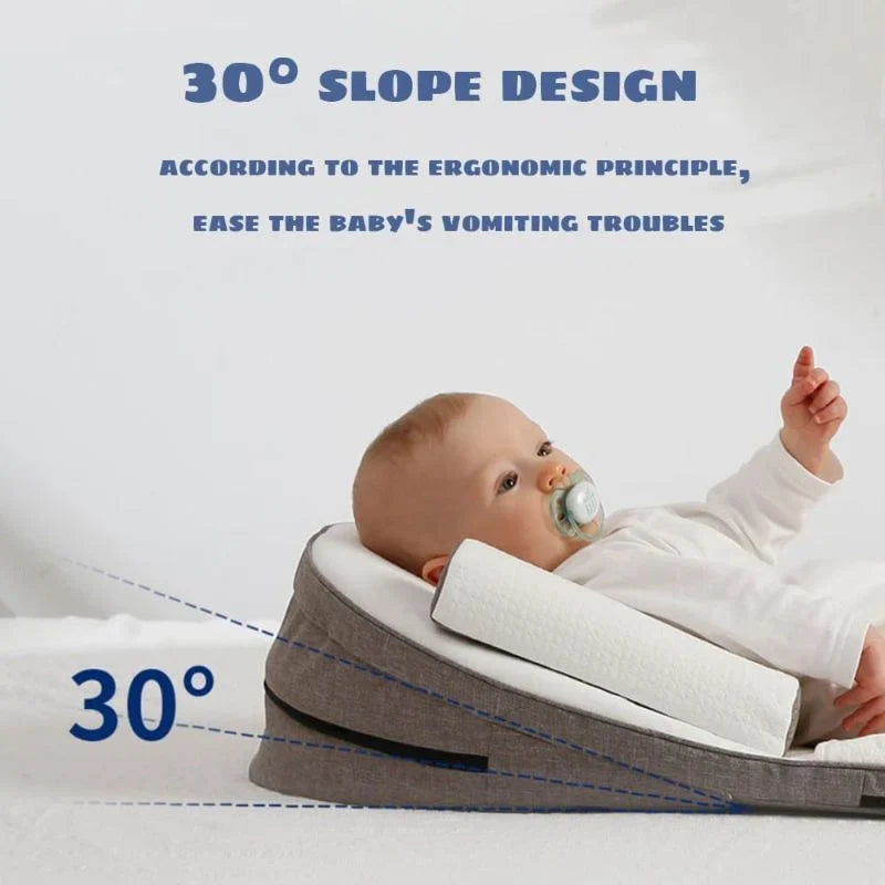 Belro baby wedge side sleeping pillow for newborns, designed to prevent reflux and rolling, with a soft, supportive bed pillow.