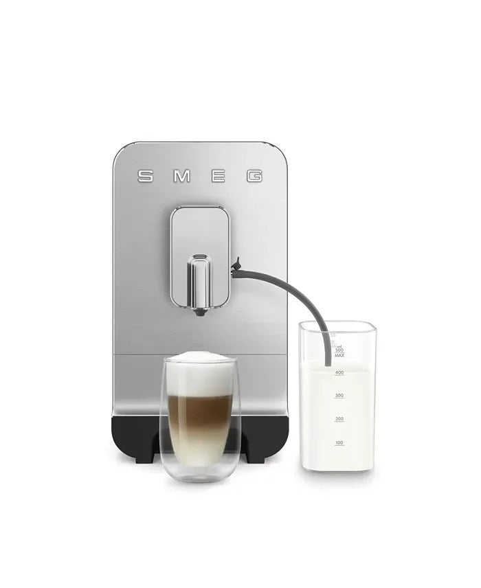 Casavibeo Smeg Bean to Cup Coffee Machine BCC13EGMUK with sleek design and control panel, ready to brew fresh coffee.