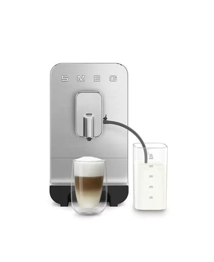 Casavibeo Smeg Bean to Cup Coffee Machine BCC13EGMUK with sleek design and control panel, ready to brew fresh coffee.