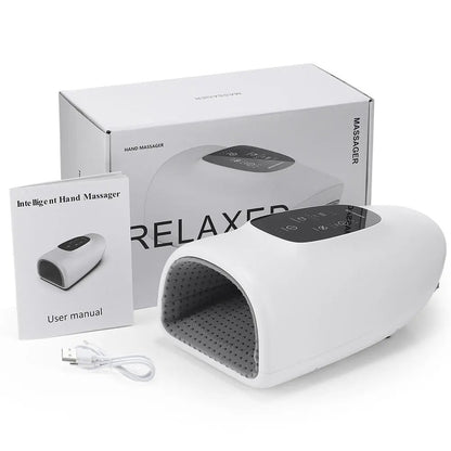 Belro hand massager, an electronic personal care appliance with adjustable rollers and heating for relaxing hand massage.