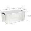 Clear plastic Sterilite 4-pack ultra latching storage bins with lids, 116 quart capacity, ideal for closet, bathroom, and office organization.
