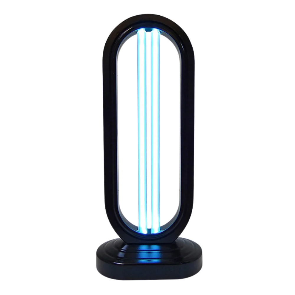 Belro multi-surface UV disinfectant bulb for cleaning baby bottles and nursing equipment, shown in a modern kitchen setting.