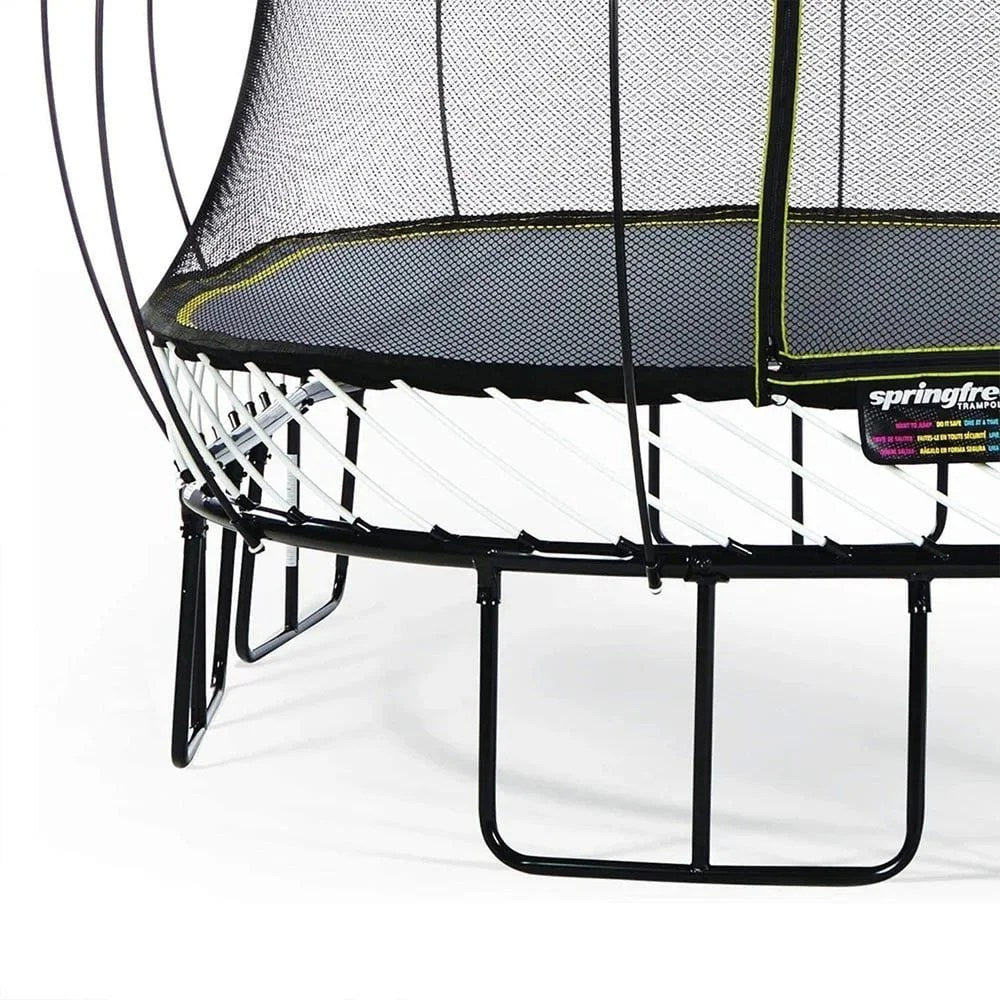 Springfree Kids 11 ft. outdoor square trampoline with safety enclosure, featuring padded frame and sturdy jumping surface by Casavibeo