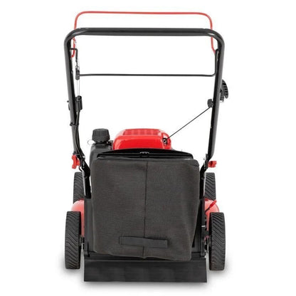 Casavibeo Troy-Bilt TB200C self-propelled lawn mower with cutting deck and adjustable height settings, shown in a yard setting