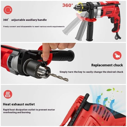 Casavibeo electric impact hand drill with high-power rechargeable motor and ergonomic design for versatile drilling tasks.