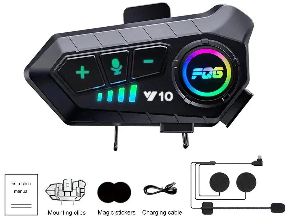 Belro Bluetooth device for motorcycle helmet, compact automotive audio accessory with control buttons visible on the device.