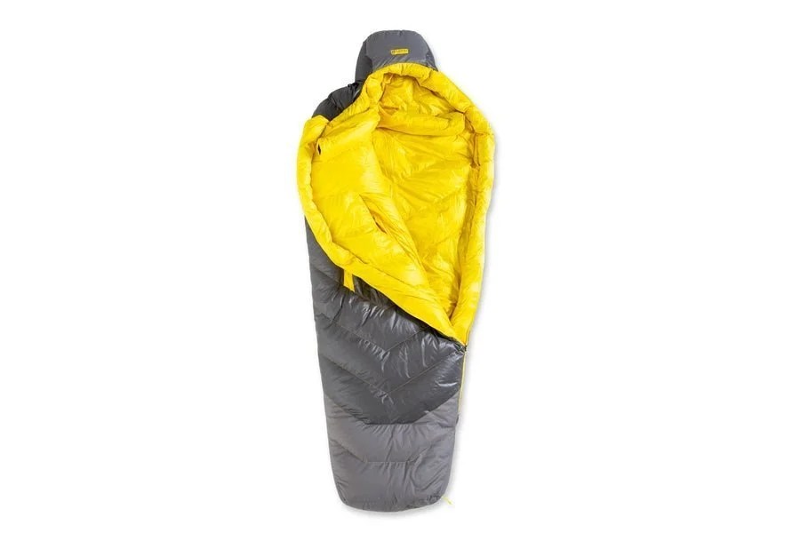Casavibeo NEMO Sonic sleeping bag open showing insulated interior and durable outer shell, ideal for camping and outdoor adventures.