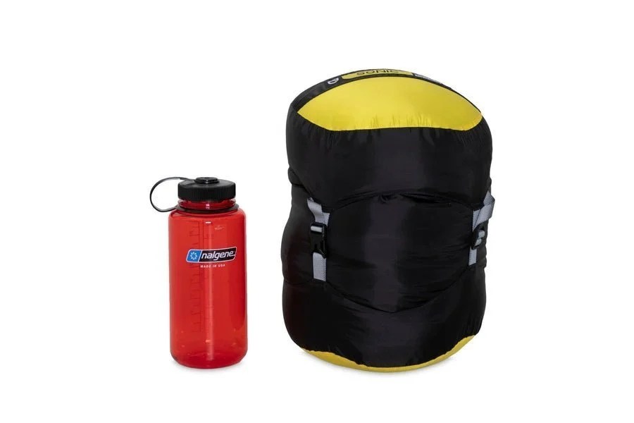 Casavibeo NEMO Sonic sleeping bag spread open, showcasing its lightweight, insulated design ideal for camping and outdoor adventures.