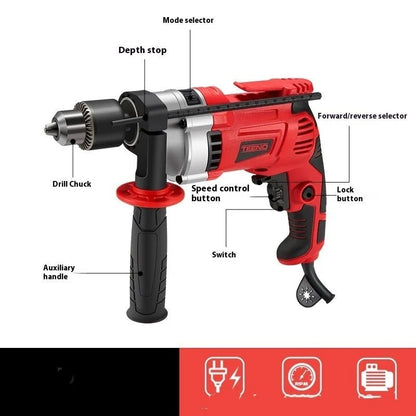 Casavibeo rechargeable electric hand drill with impact function, high-power cordless drill for DIY and professional use.