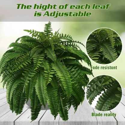 Belro UV resistant lifelike Boston fern artificial plant for home and garden decor, realistic green foliage in a lush arrangement.