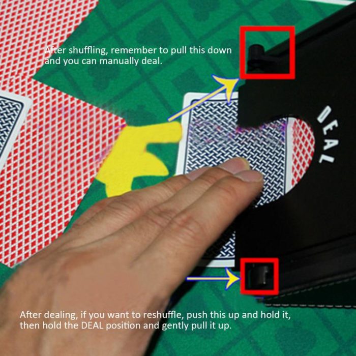 Electric Belro automotive card shuffling machine device for quick, automatic card mixing in casino or gaming settings.