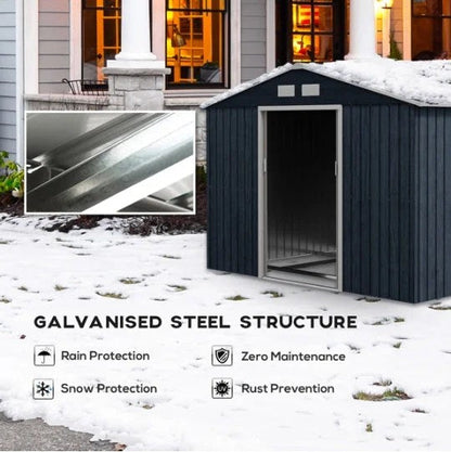 Casavibeo outdoor garden storage shed with tool house design, featuring double doors and sturdy wooden construction.
