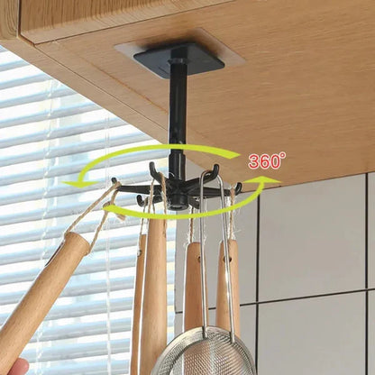 Belro 360° rotating self-adhesive utility hook for home organization, showing the hook attached to a wall with rotating feature.