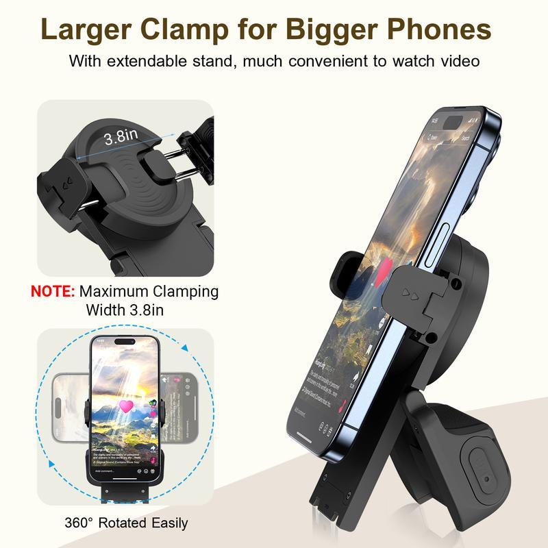 Mivoza smartphone grip with Bluetooth remote shutter and 180° mount for steady photos and easy camera control.