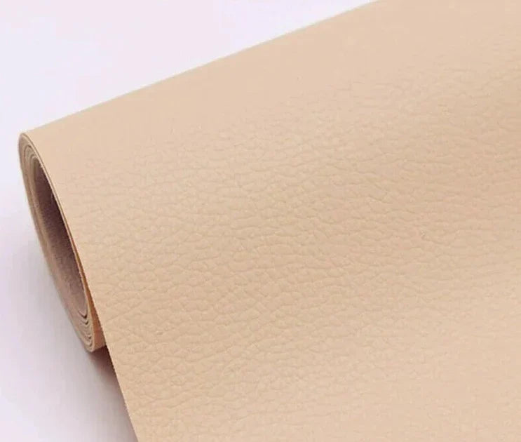 Self-adhesive leather refinish kit by Belro for sofa repair, featuring cuttable leather patches for furniture restoration.