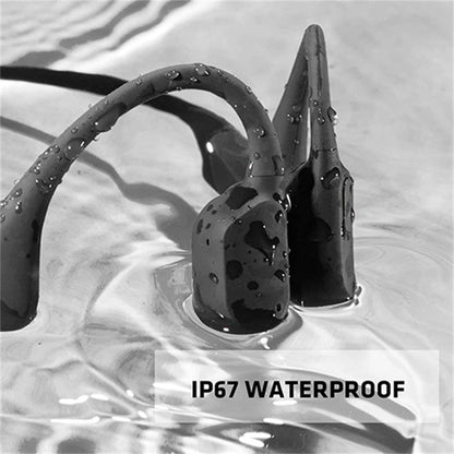 Belro waterproof bone conduction headphones stereo Bluetooth wireless headphones shown on a person, designed for comfortable listening.