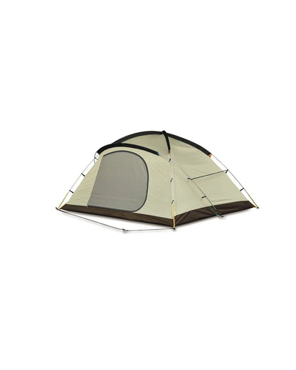 Casavibeo Snow Peak Amenity Dome tent set up outdoors, showcasing its compact design and durable fabric for camping use.